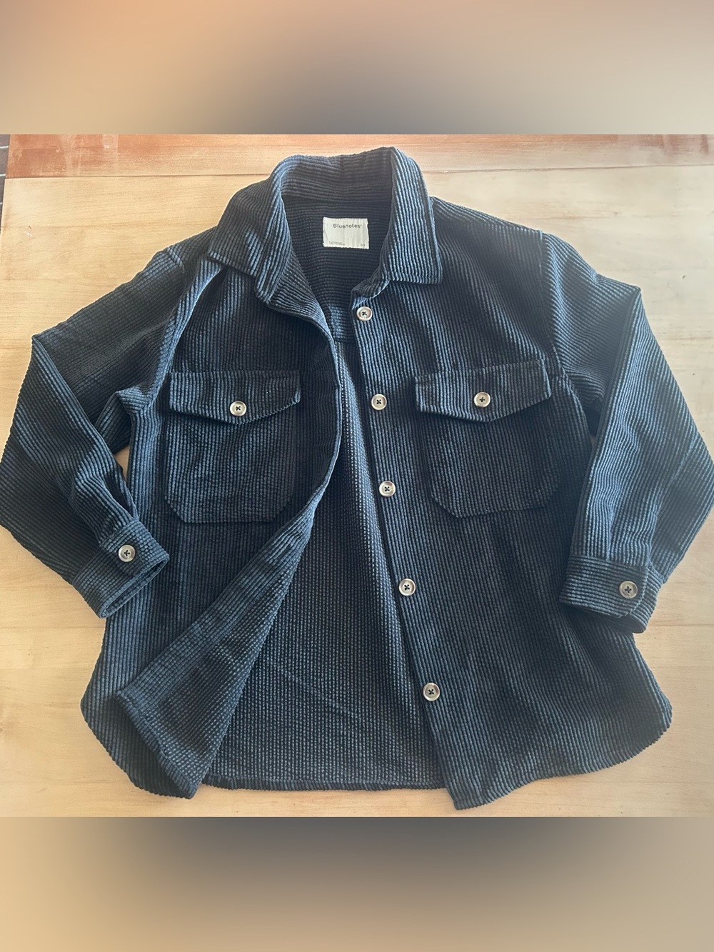 Blue Corduroy Button-Up Jacket Shirt -